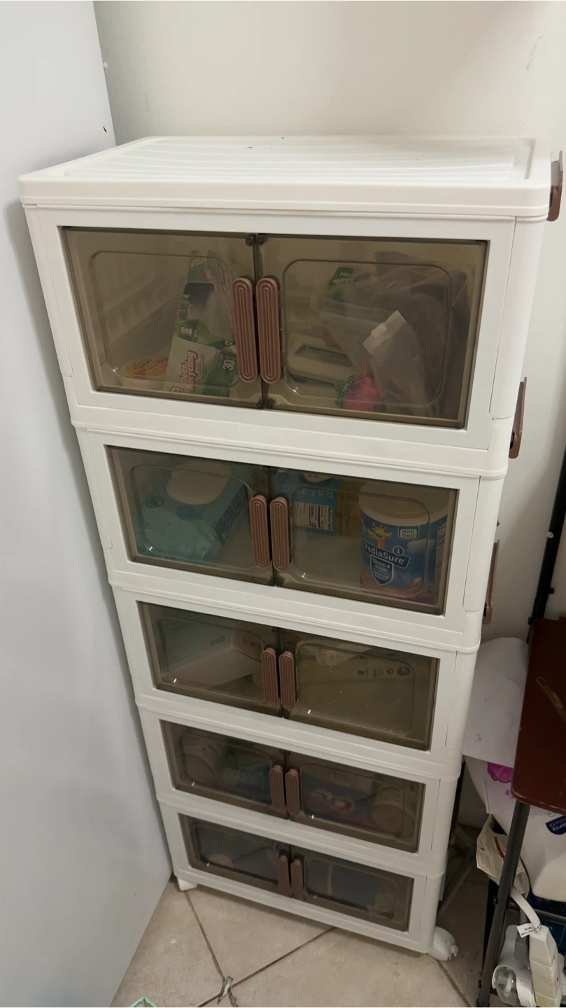 White 5-Tier Folding Storage Cabinet