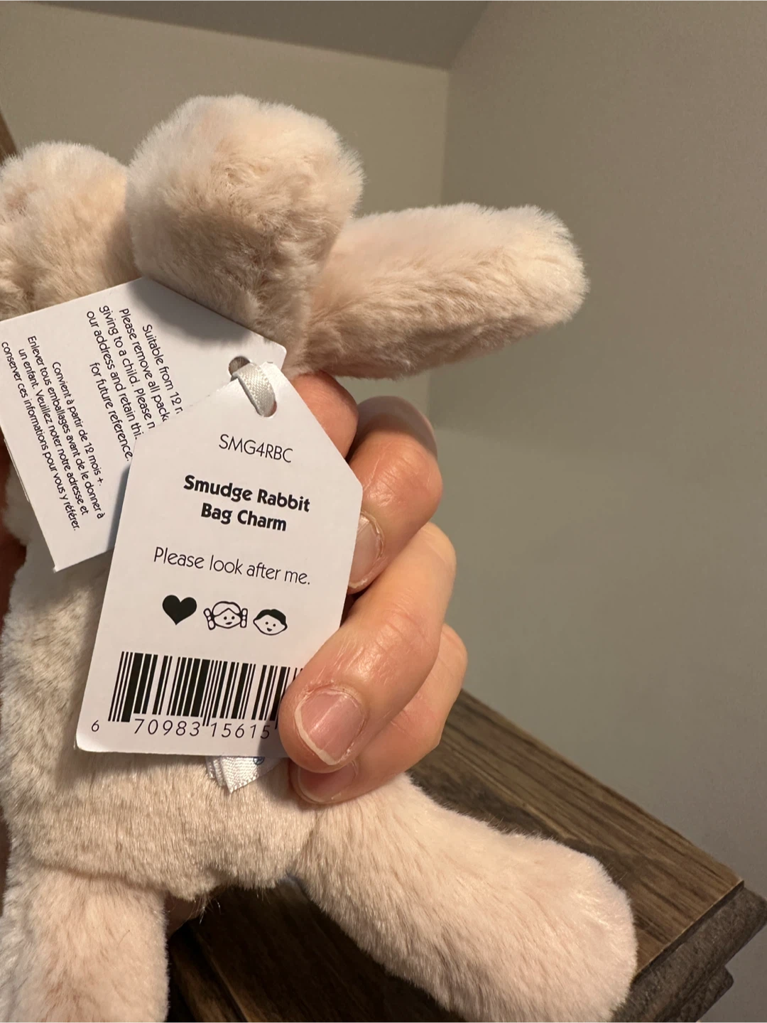 Jellycat Smudge Rabbit Bag Charm 🐰 Rare & Ultra-Soft! - photo 3