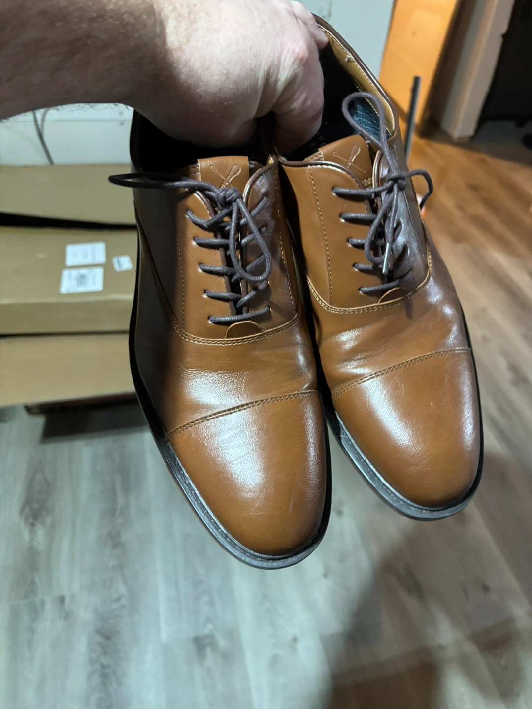 Denver Hayes Men's Brown Leather Dress Shoes Size 10.5 - photo 3