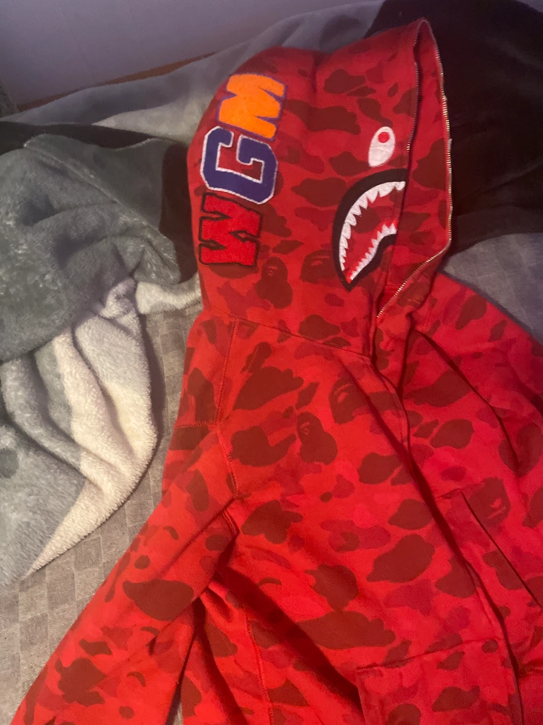 BAPE Full Zip Hoodie Red Camo Shark - photo 2