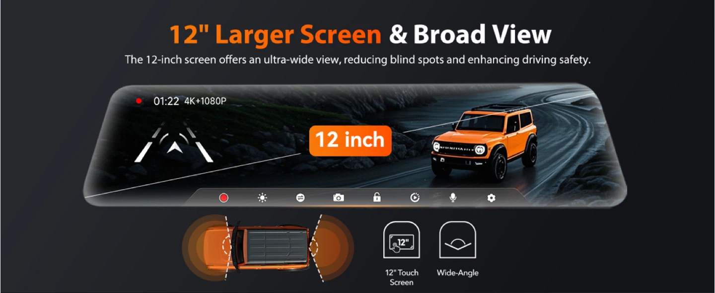 WOLFBOX G840S 12-inch Mirror Dash Cam - photo 2