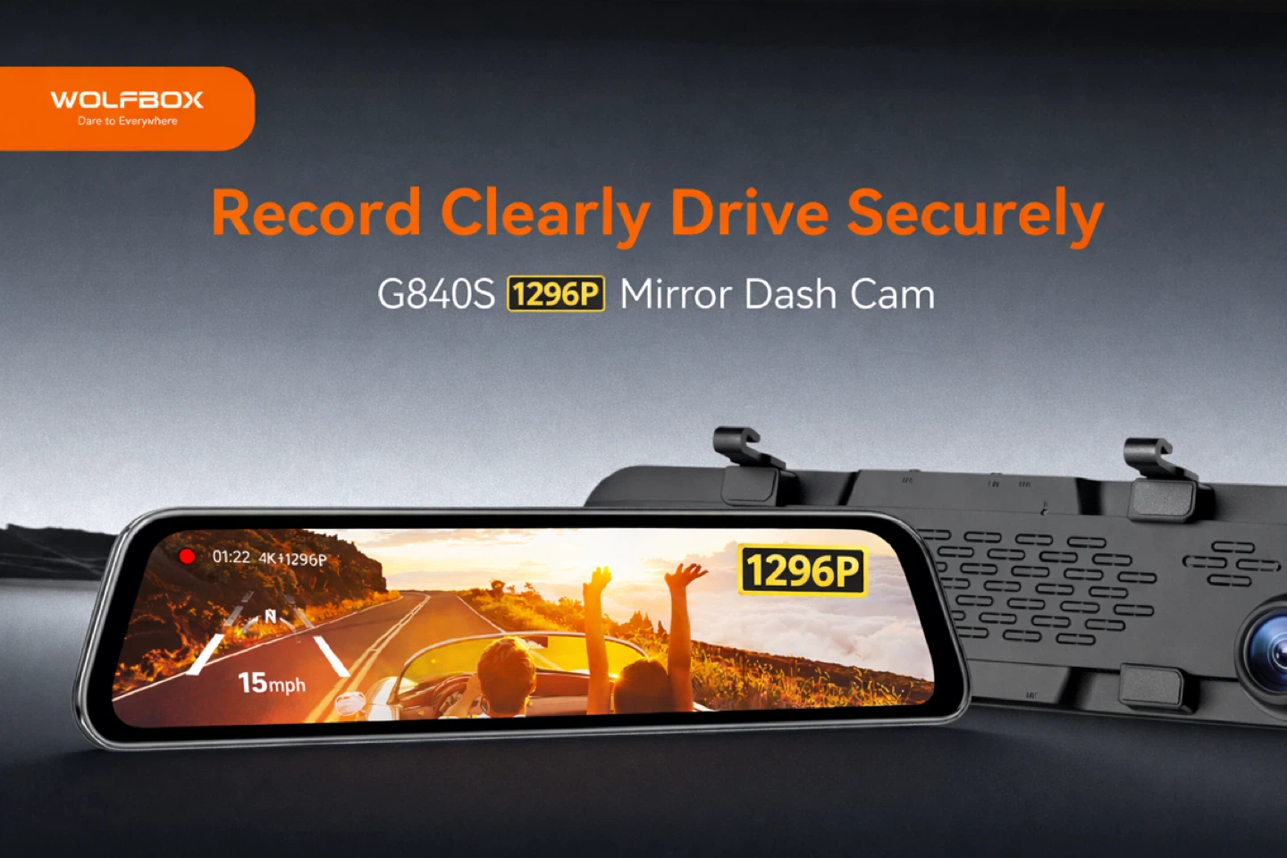 WOLFBOX G840S 12-inch Mirror Dash Cam - photo 3