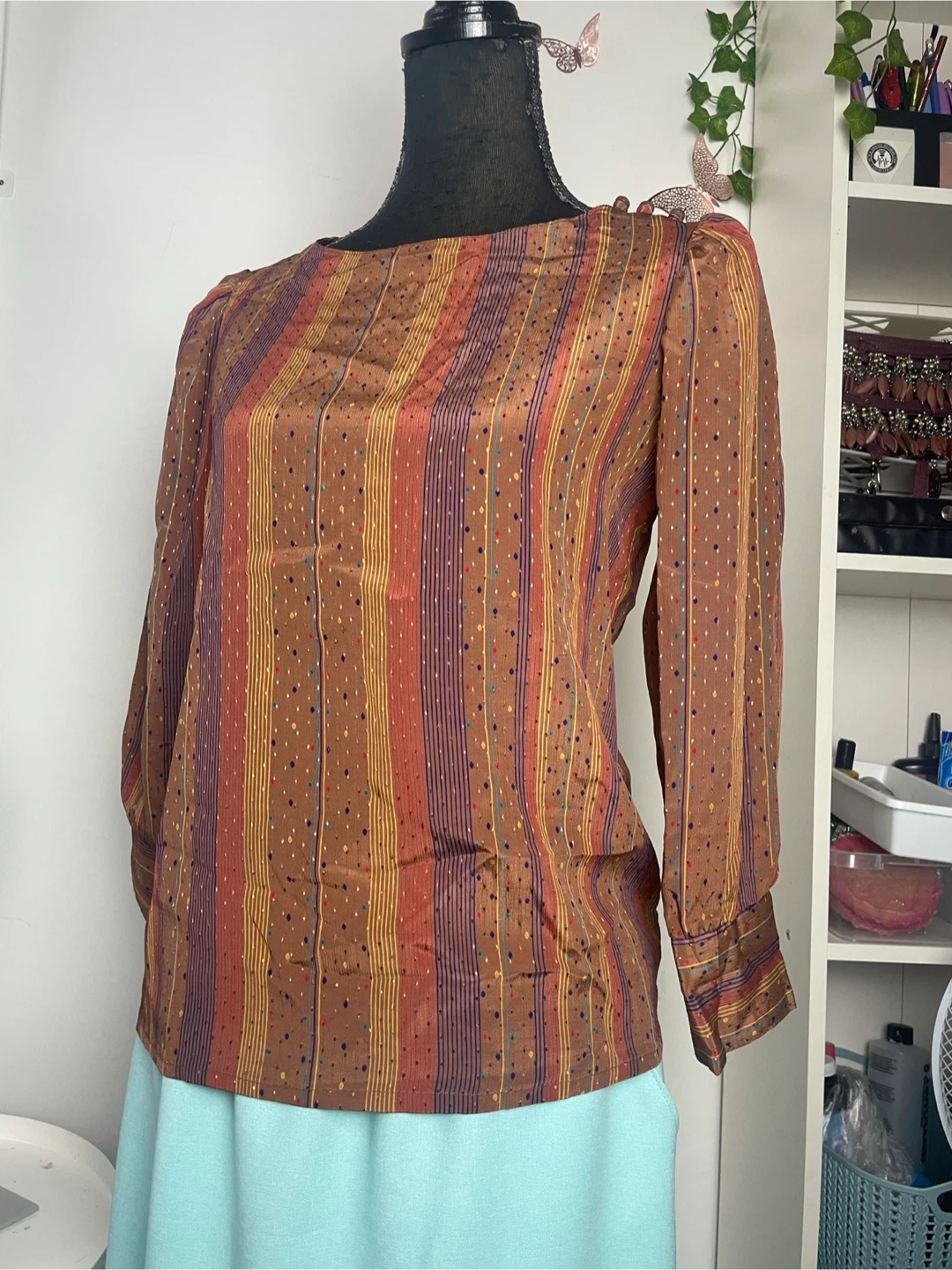 Vintage Striped Blouse Size Large (petite)