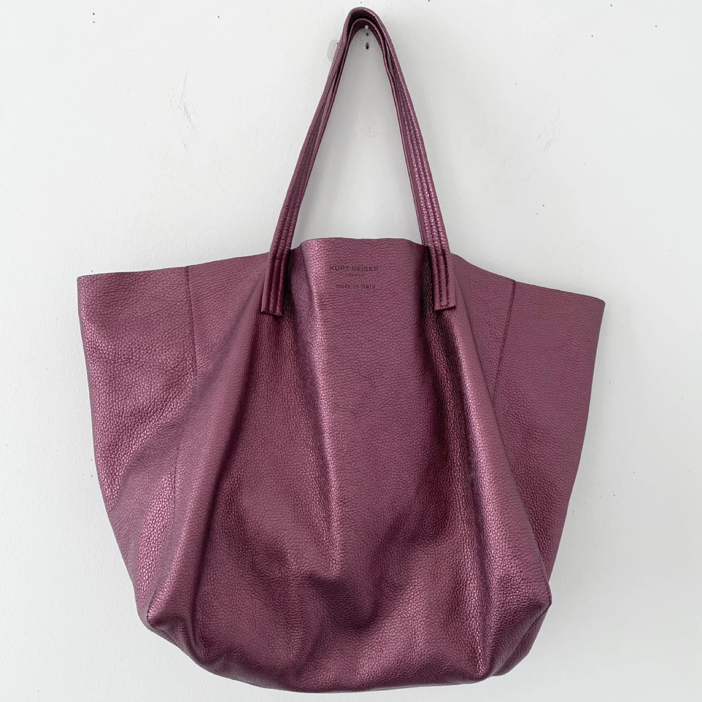 Kurt Geiger London Violet Metallic Slouchy Leather Tote