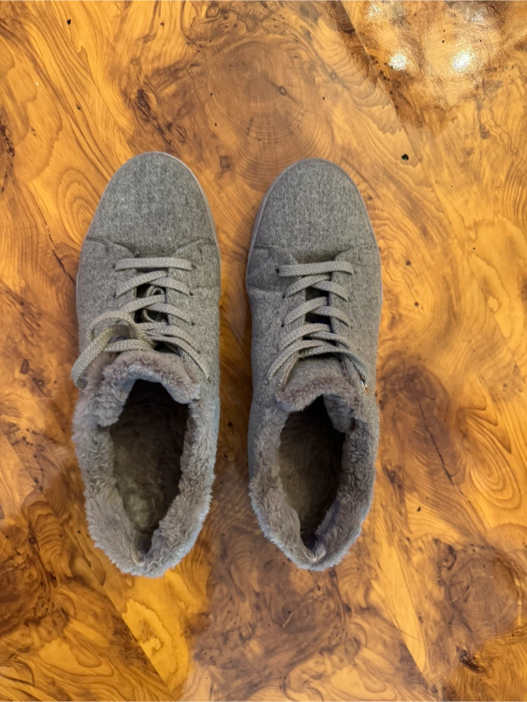Loro Piana Grey Wool & Shearling Sneakers - Size 39