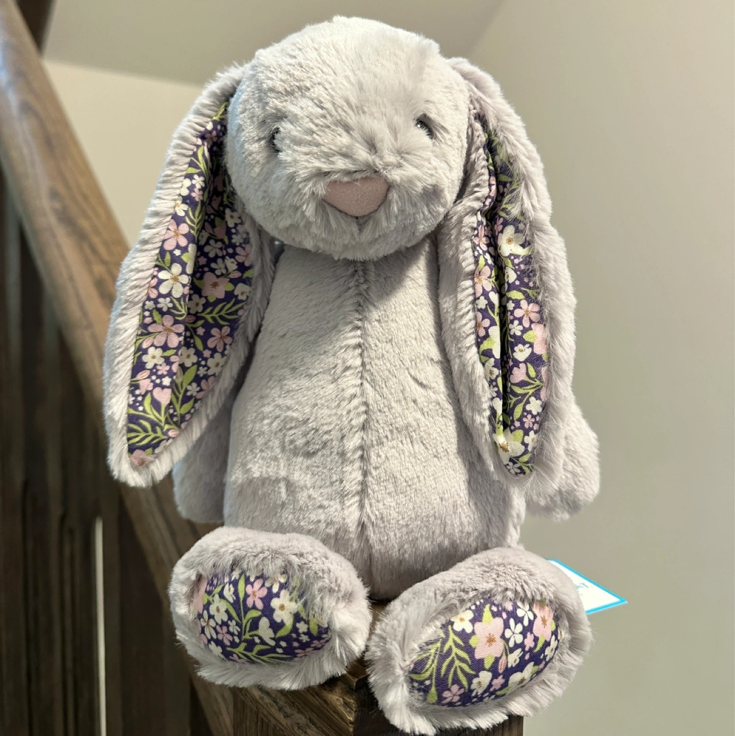 Jellycat Blossom Grey Bunny ‘Bloom’ 🐰 Floral Ears & Feet