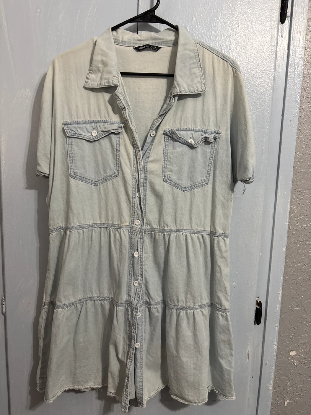 Normacora Denim Tiered Shirt Dress - Size M