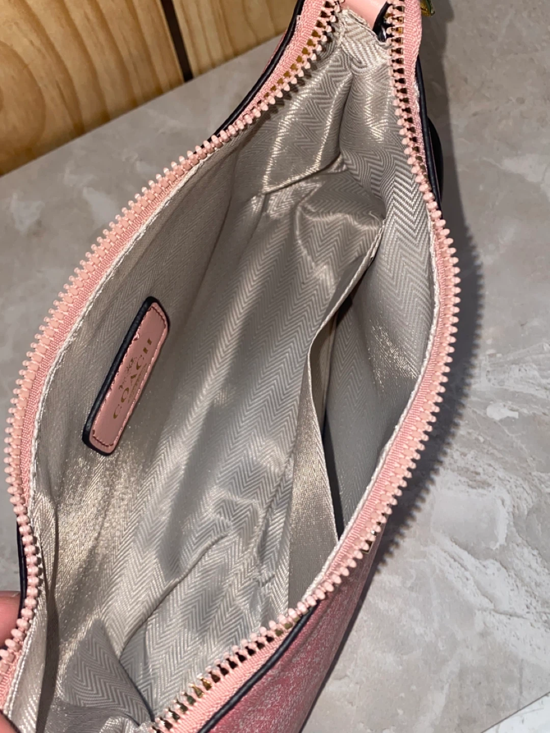 Coach Pink Signature Pattern Wristlet Pouch - photo 5