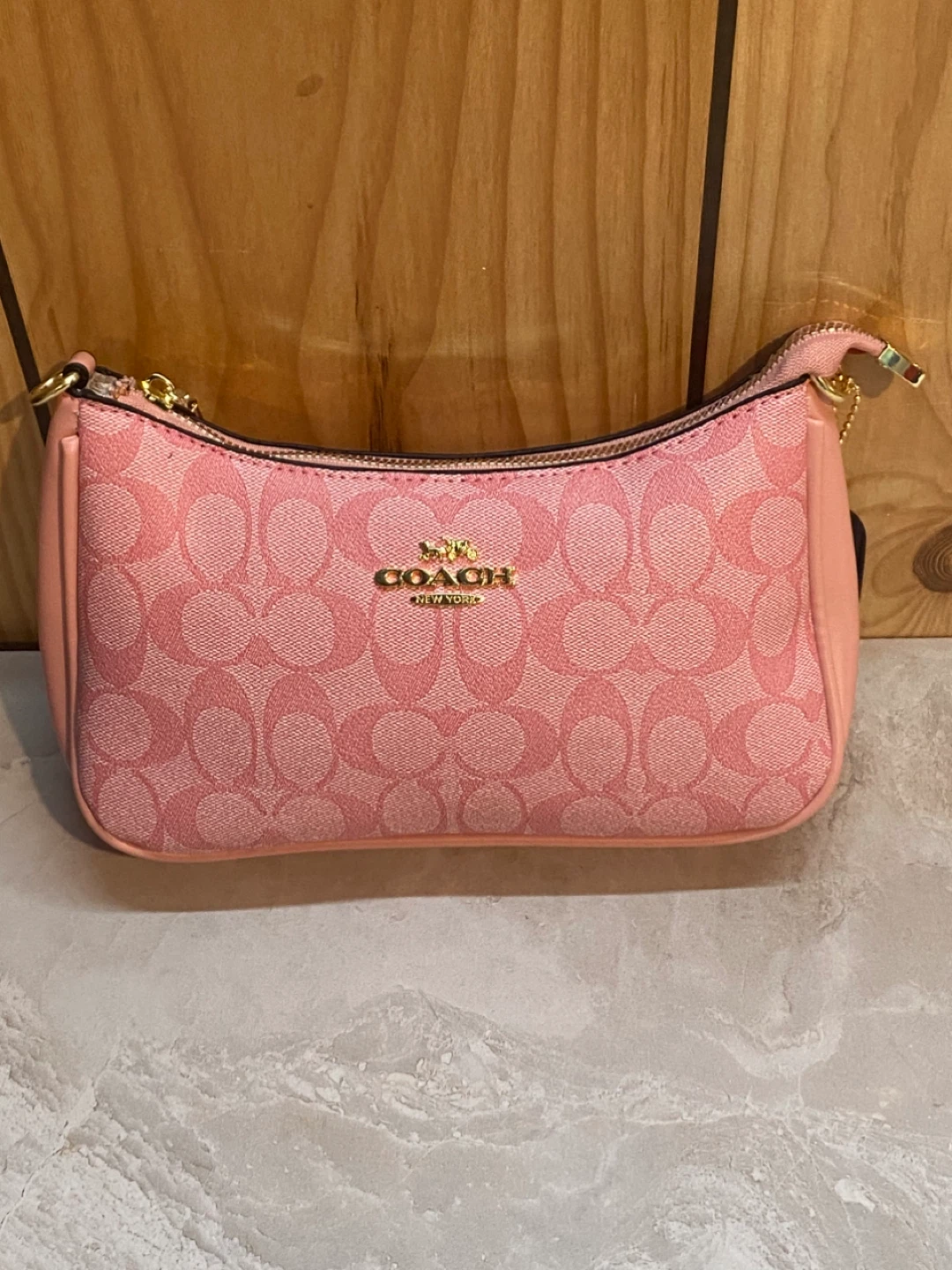 Coach Pink Signature Pattern Wristlet Pouch - photo 2