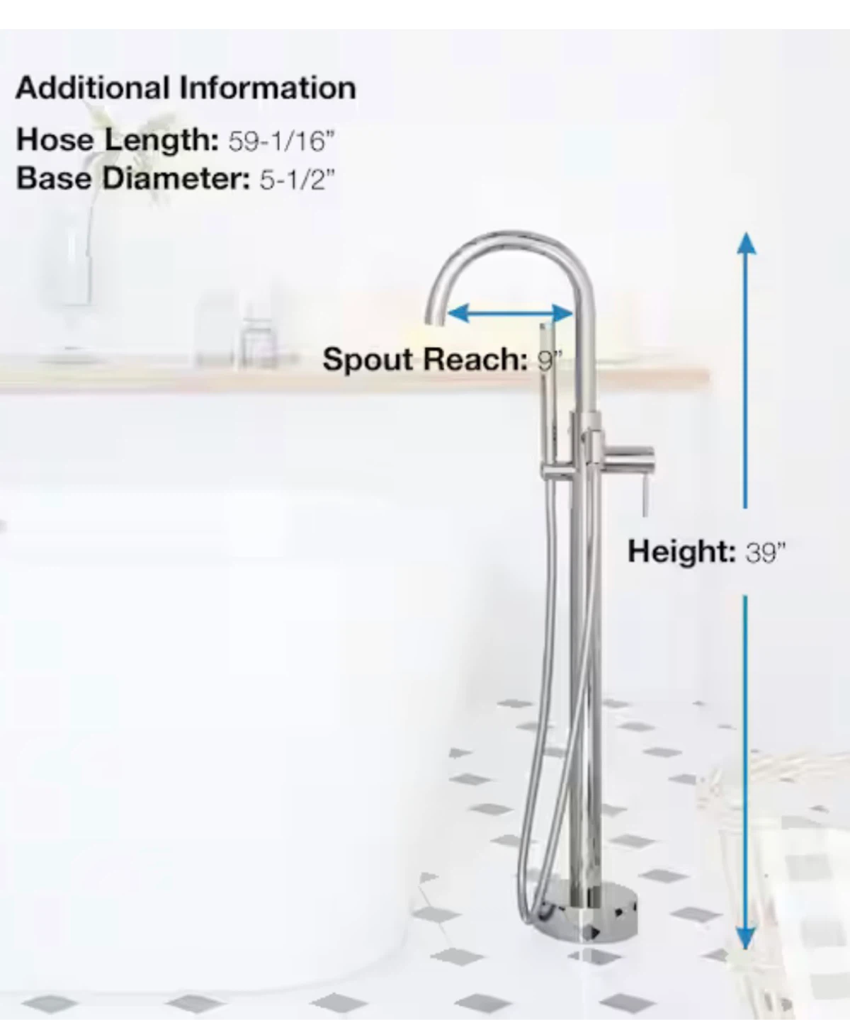 Freestanding Bathtub Faucet with Handheld Shower - photo 4