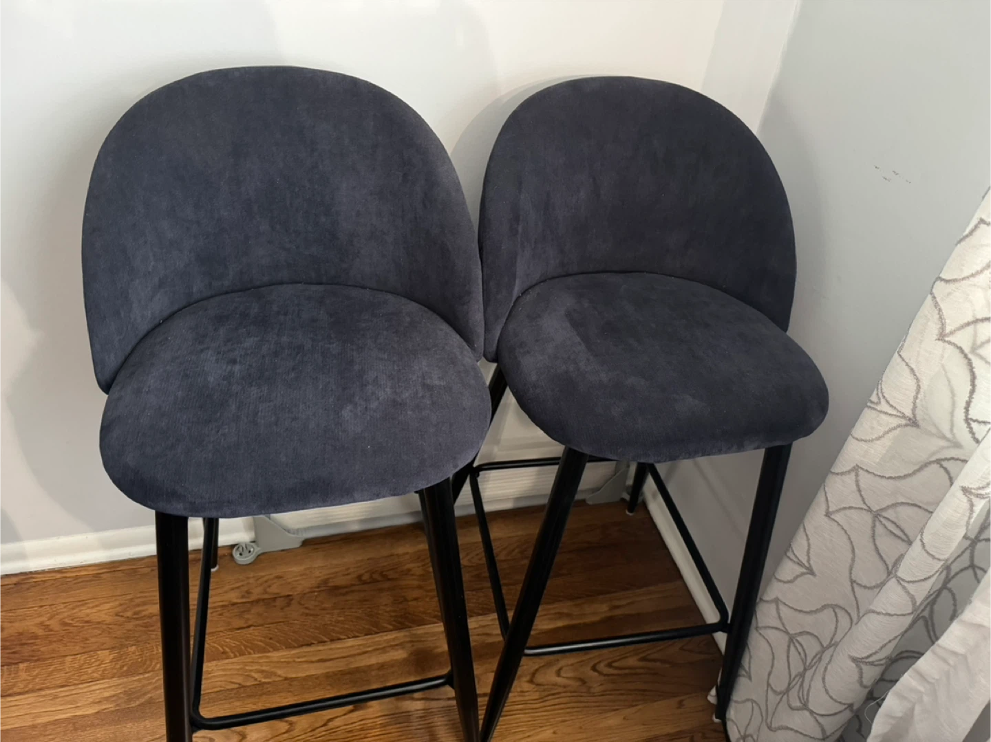 Swivel Counter Height Bar Stool Set of 2 Denim/Navy Blue - photo 2