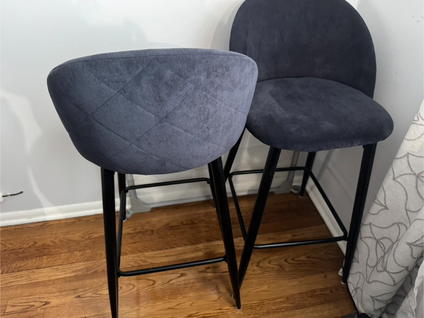 Swivel Counter Height Bar Stool Set of 2 Denim/Navy Blue - photo 3