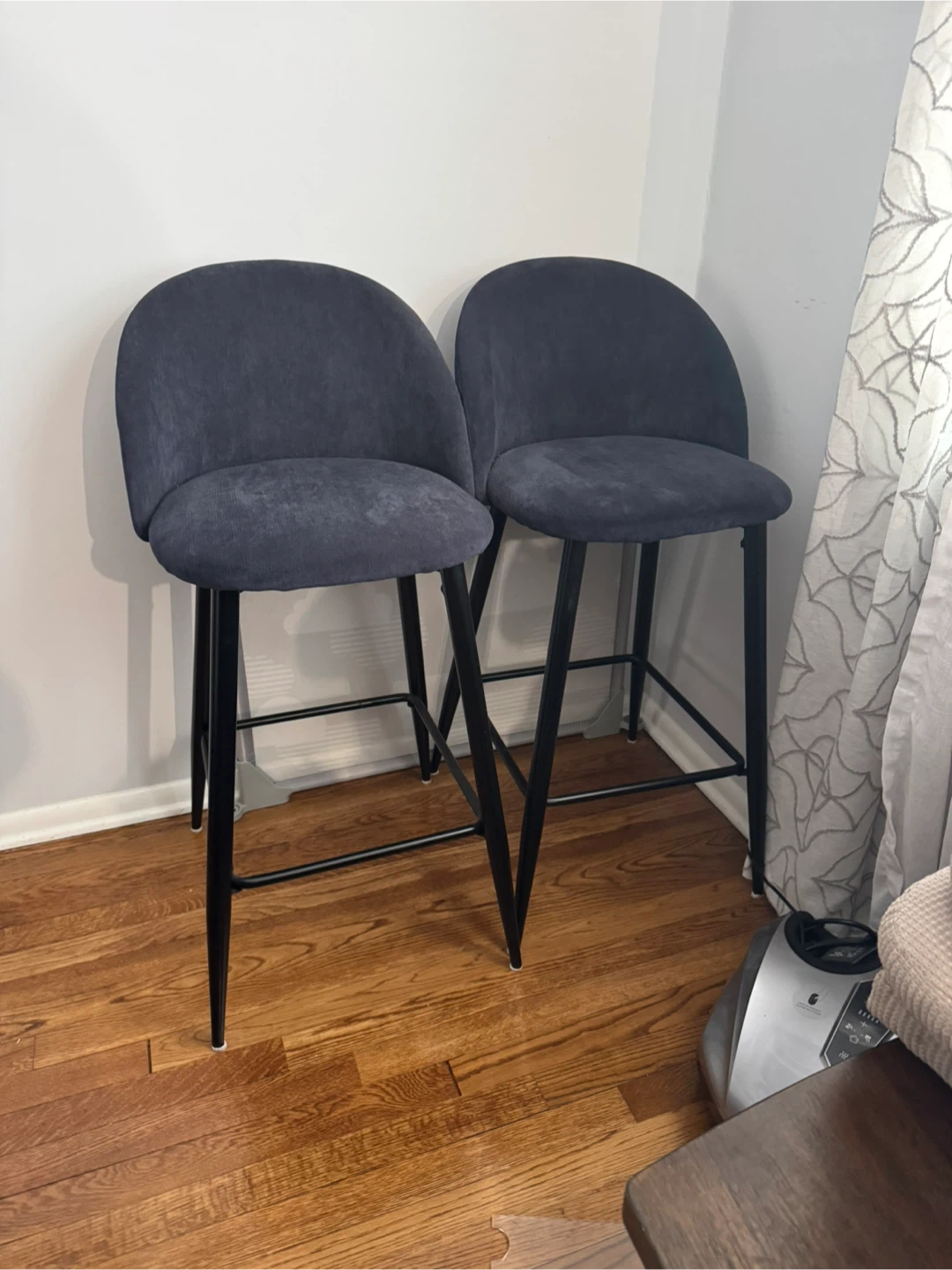 Swivel Counter Height Bar Stool Set of 2 Denim/Navy Blue