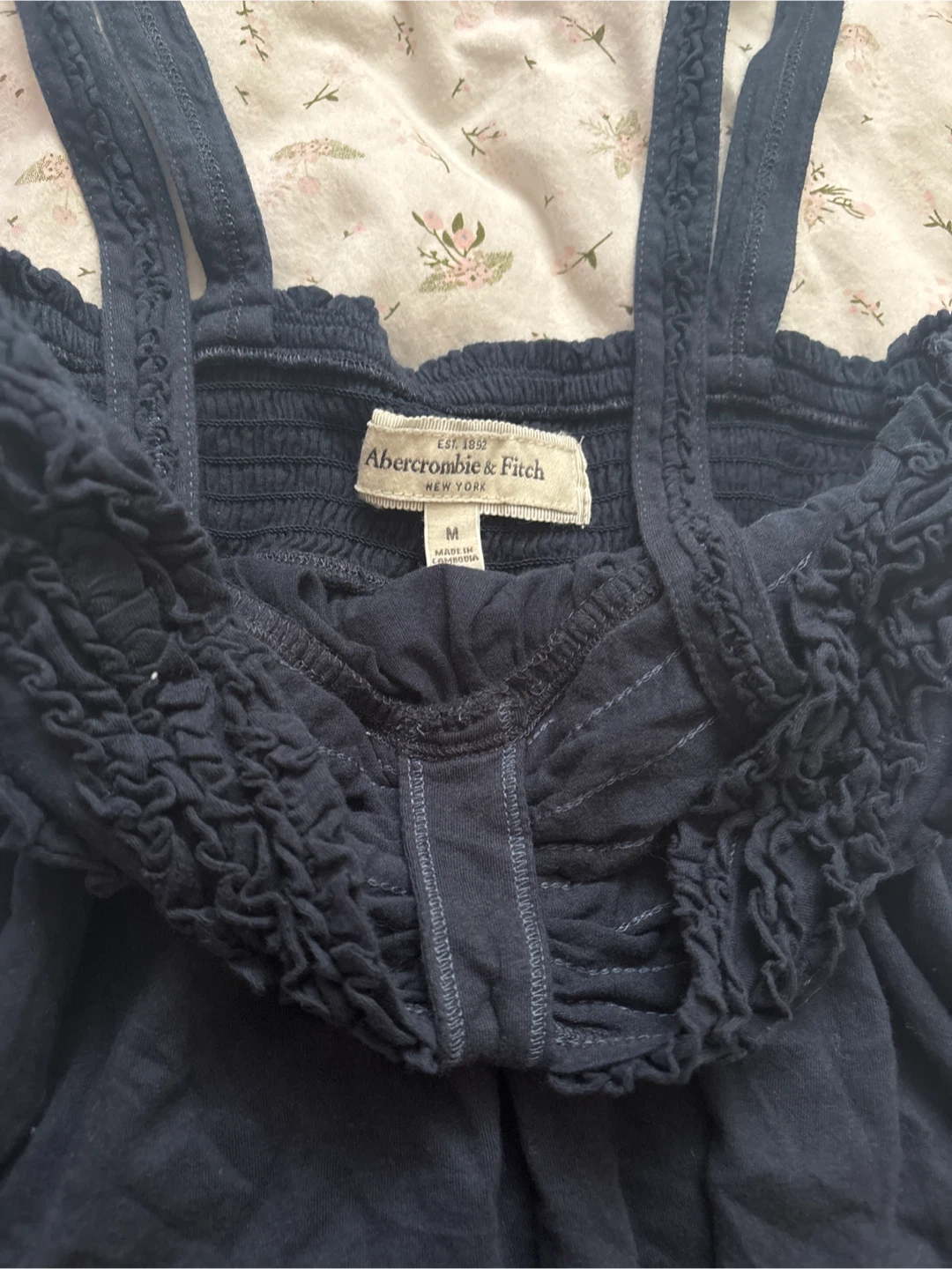 Abercrombie & Fitch Navy Blue Smocked Tank Top Size M - photo 2