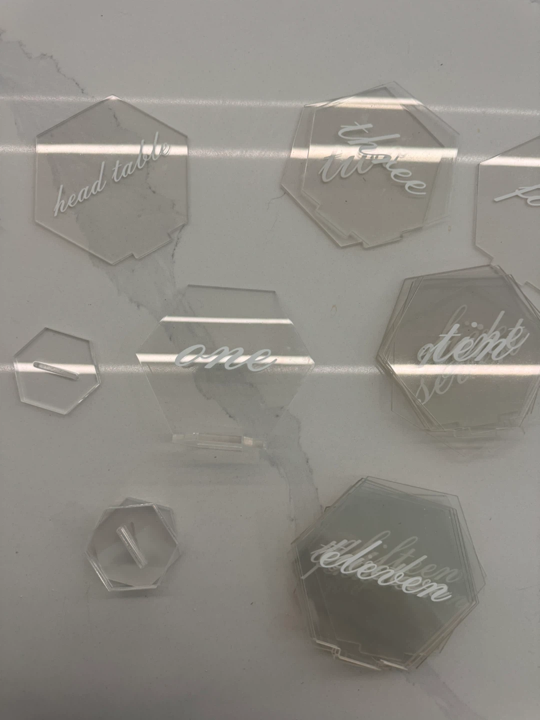 1-20 Clear Acrylic Hexagon Table Numbers