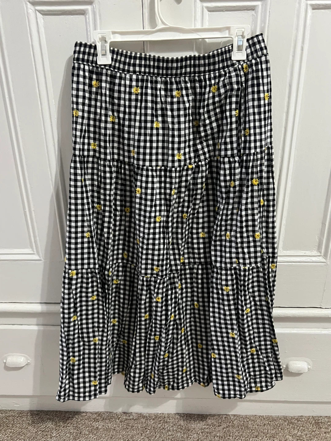 Old Navy Black Gingham Embroidered Skirt - photo 2