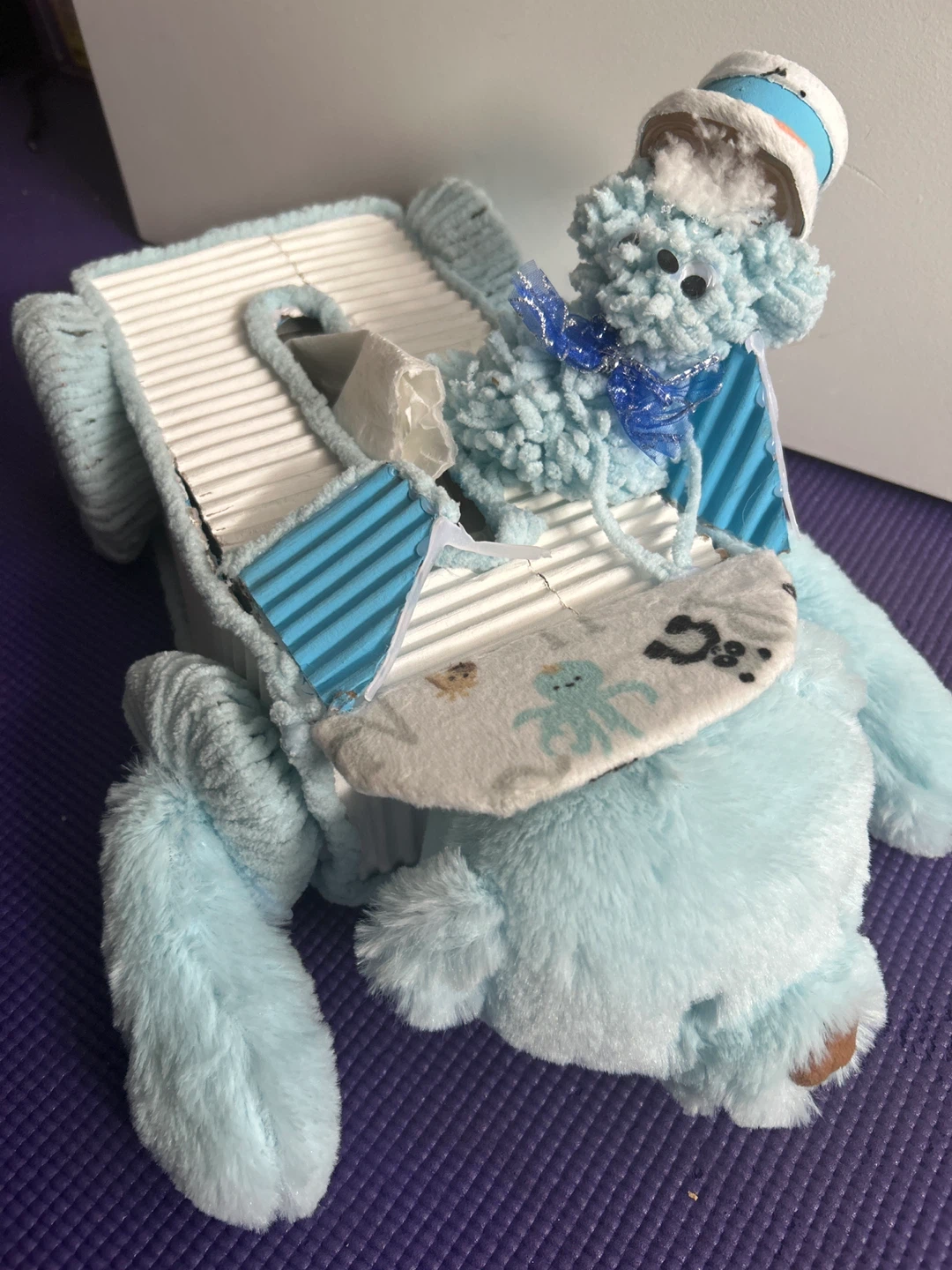 Blue Plush Dog Tissue Box Cover