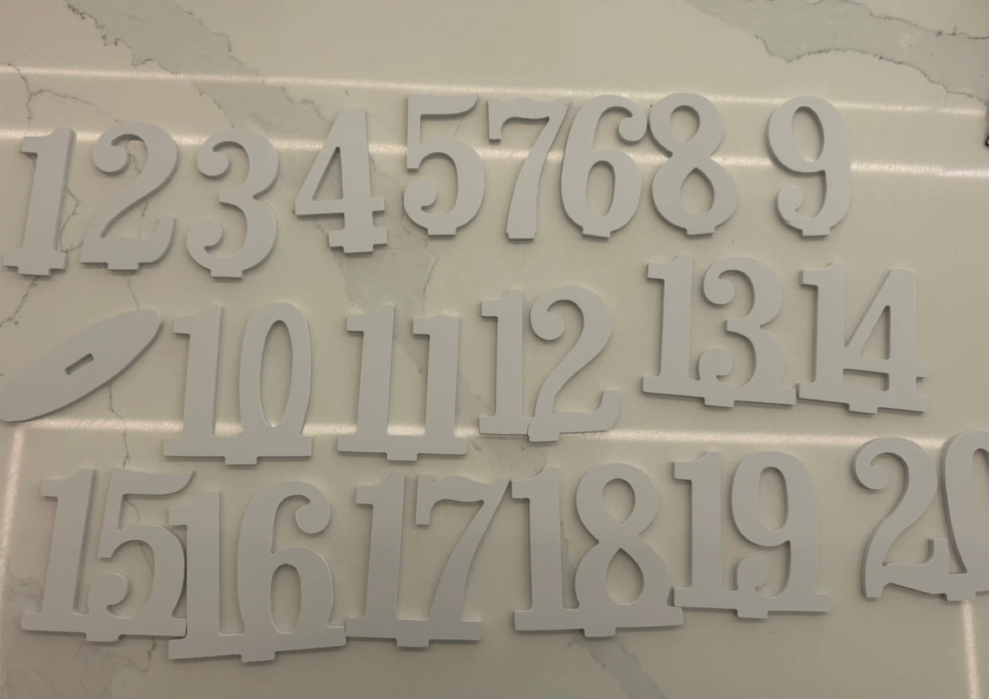 White Wooden Table Numbers 1-20