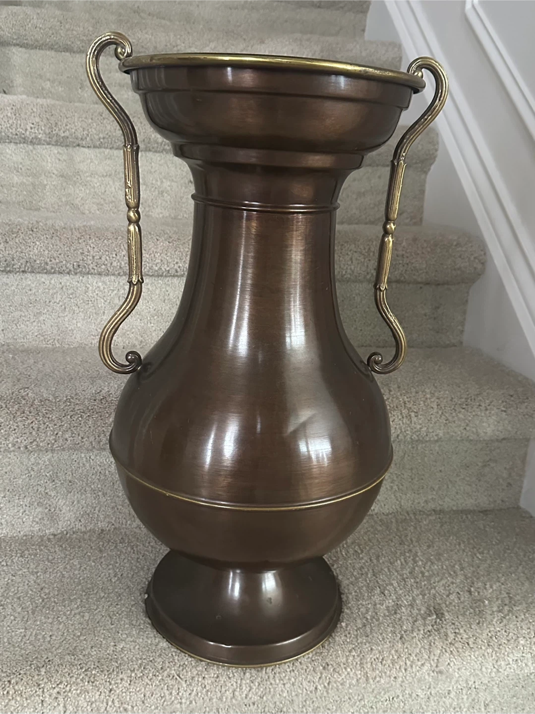 Vintage Brass and Bronze Tone Vase with Handles - photo 2