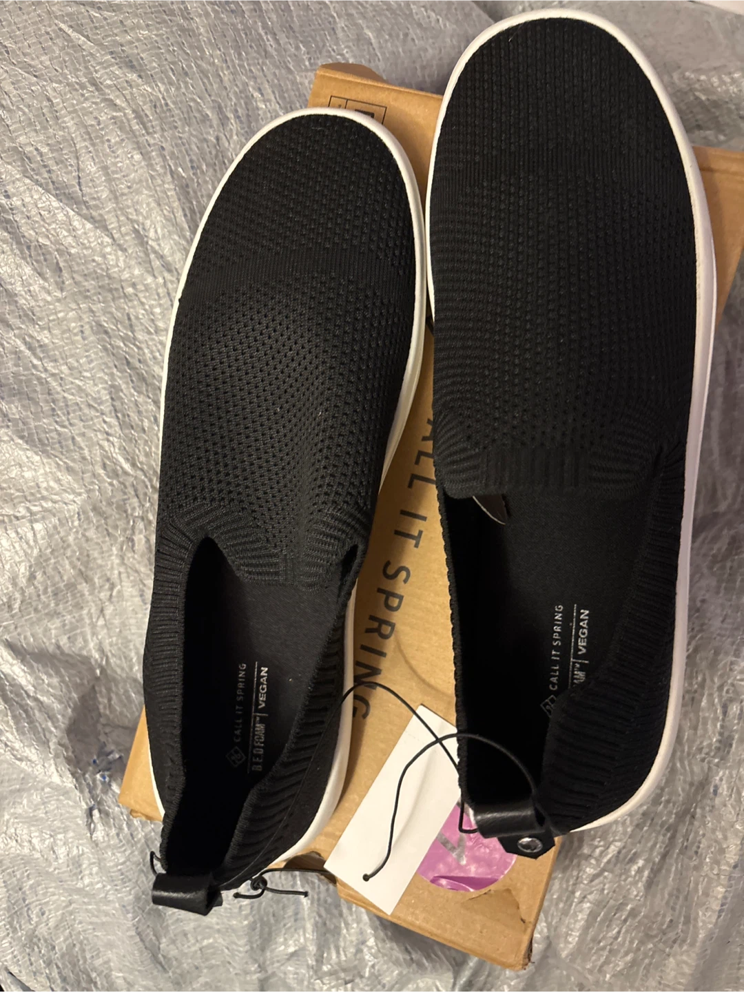Call It Spring Black Knit Slip-On Sneakers Size 11