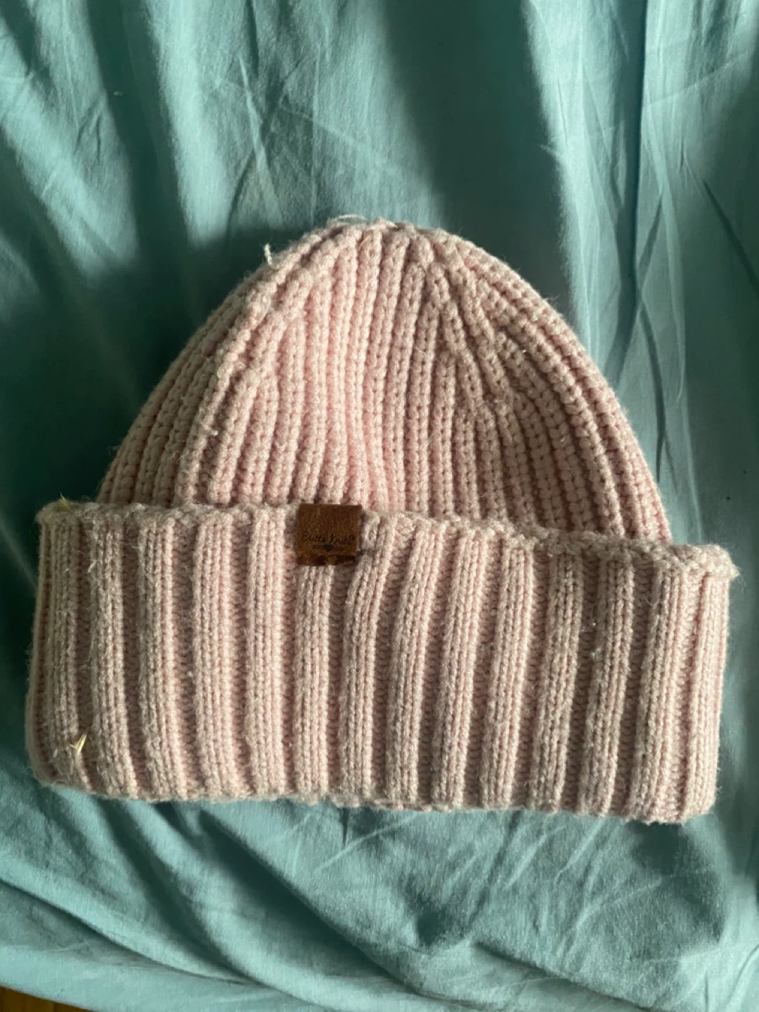 Pink Ribbed Knit Beanie
