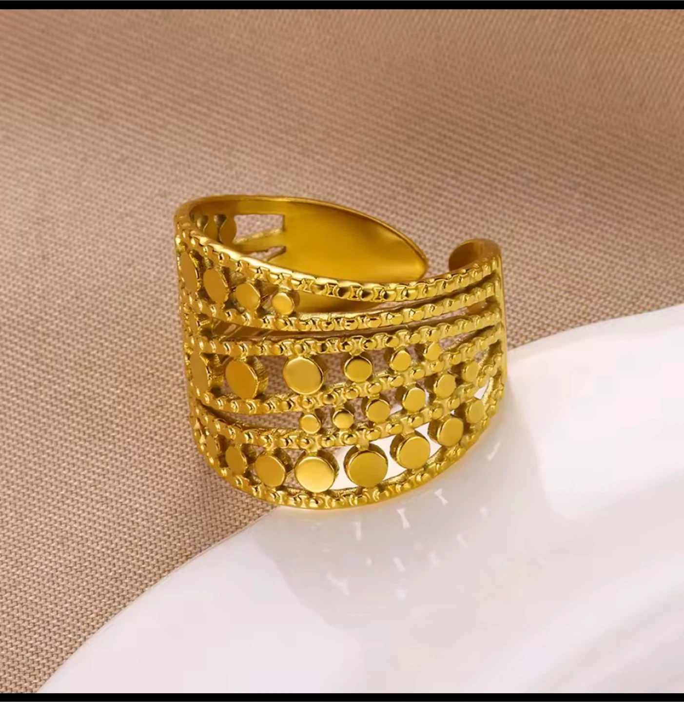 🥕18k gold plated stainless steel ring - photo 4