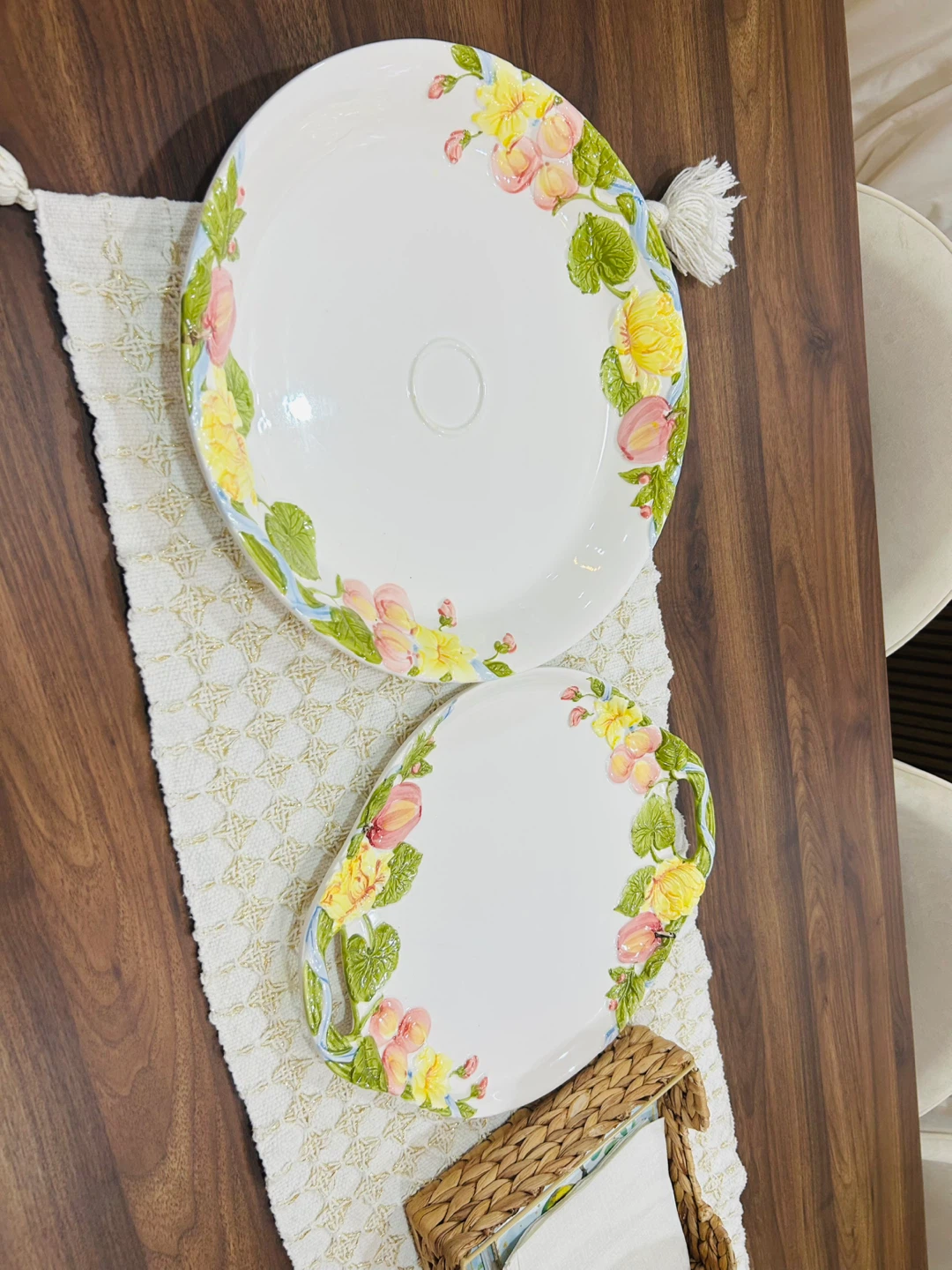 Floral Serving Platters - Set of 2