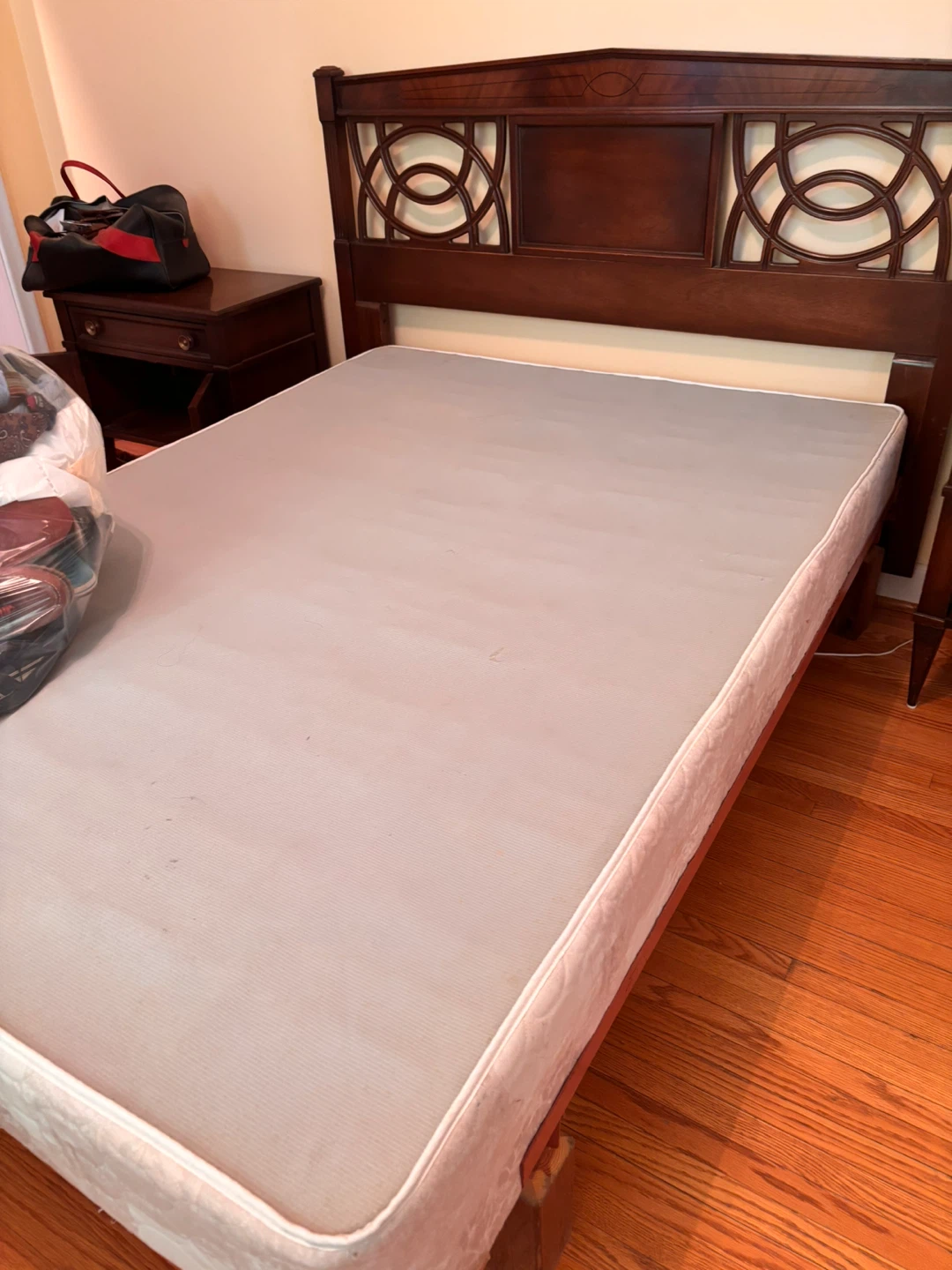 Wooden Headboard and bed