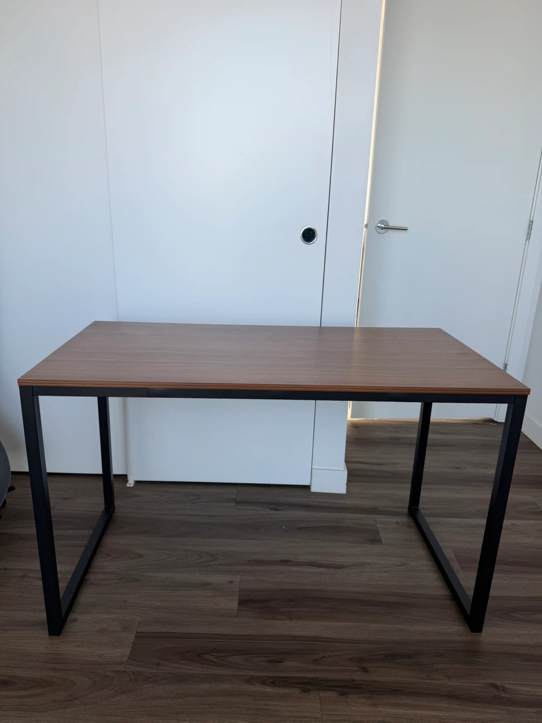 Desk with Wooden Top and Metal Legs