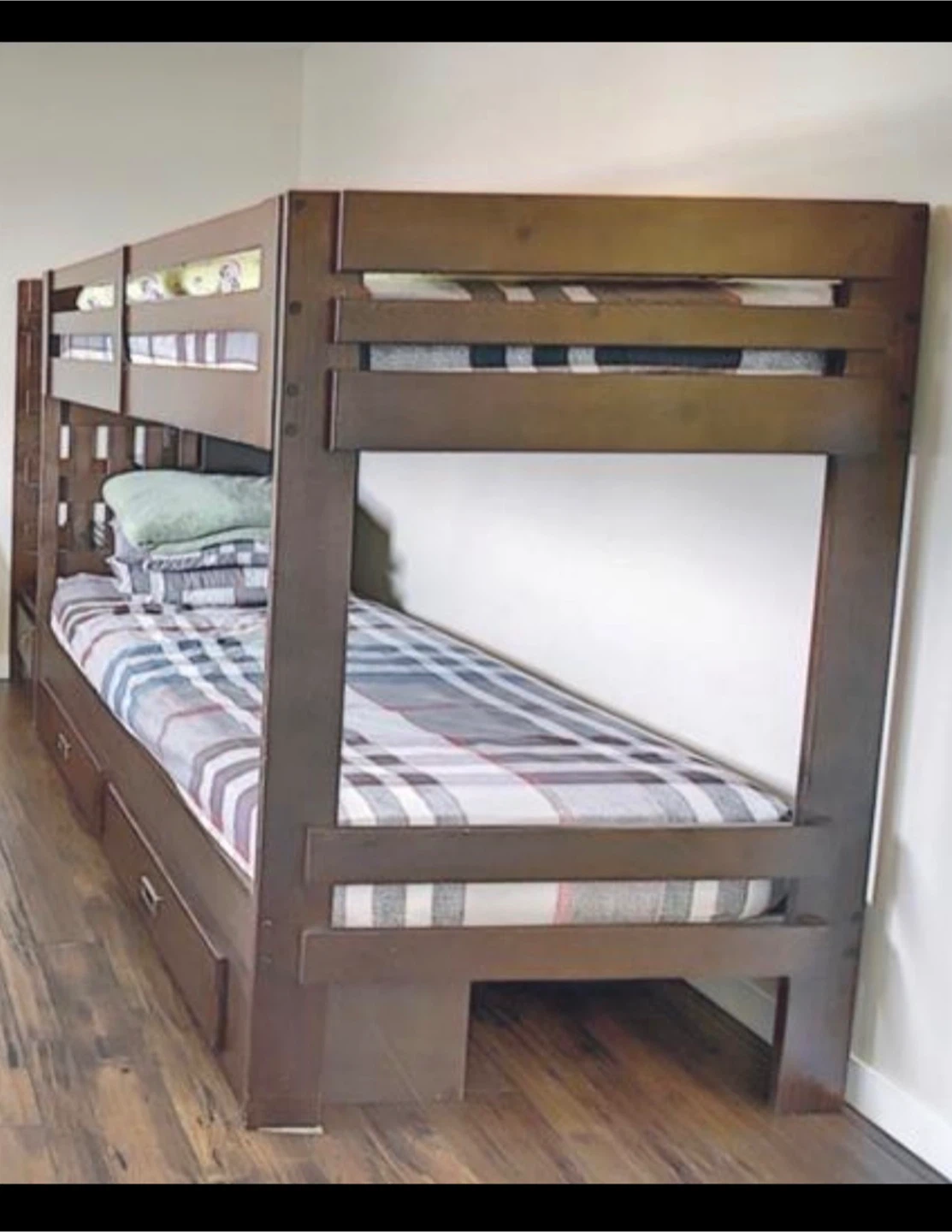 Wooden Bunk Bed with Drawers