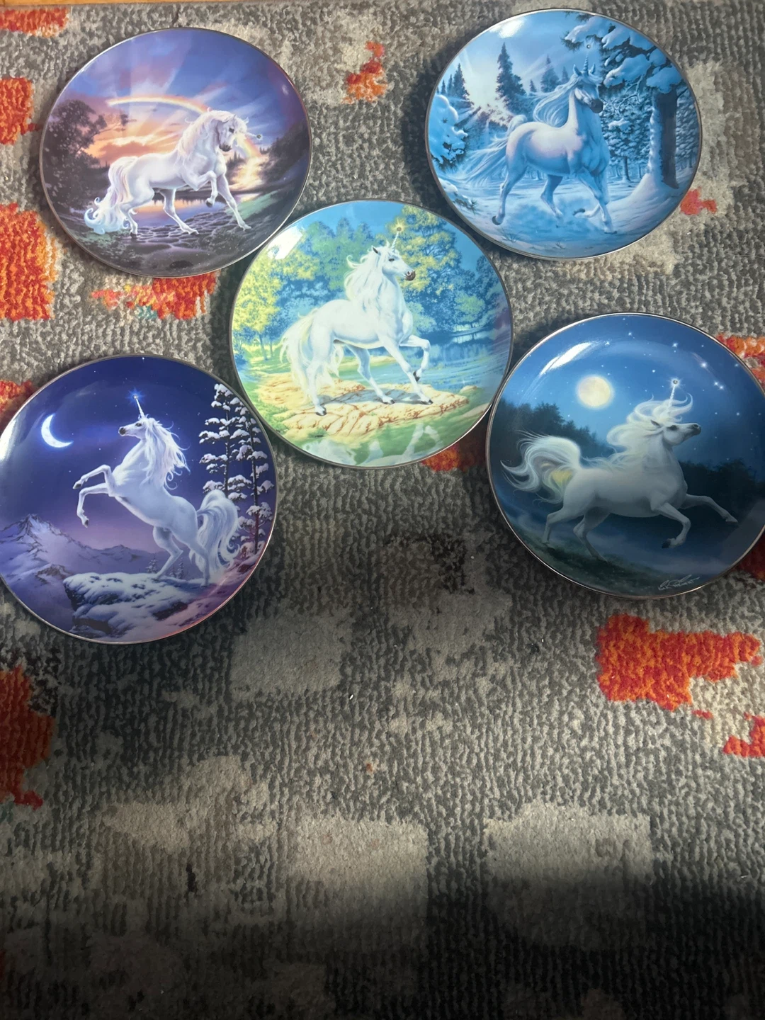 Collection of 5 Unicorn Decorative Plates