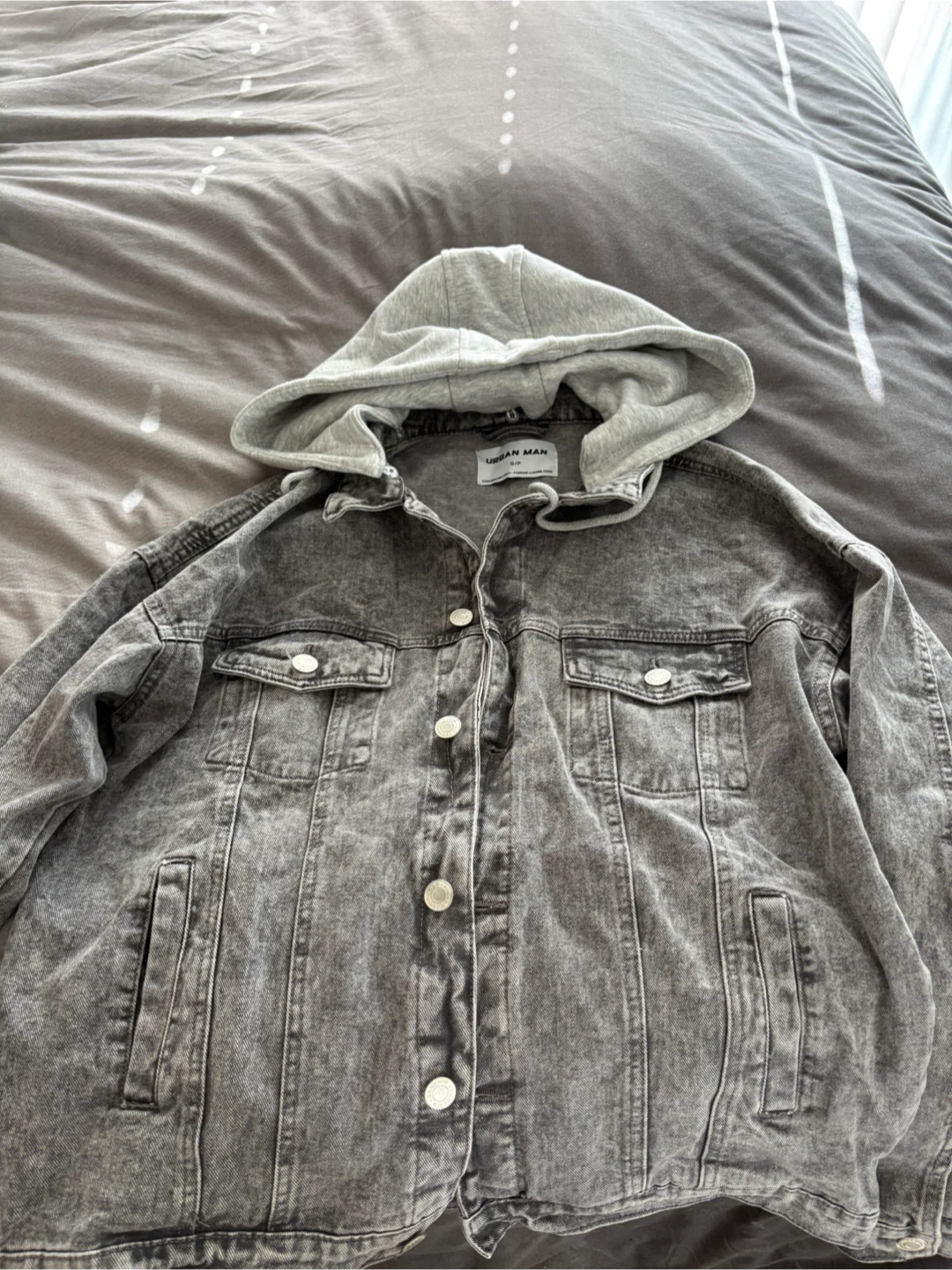 Grey Denim Hoodie Jacket