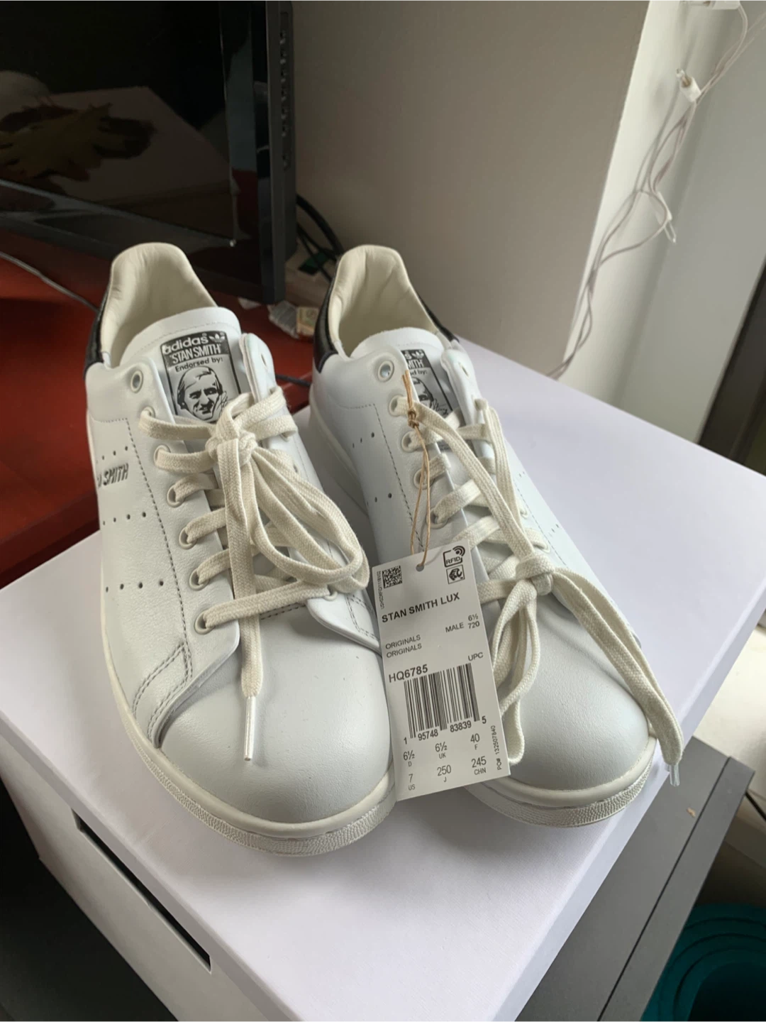 🥕NEW Adidas Stan Smith Lux White Leather Sneakers Men's Size 7 - photo 5