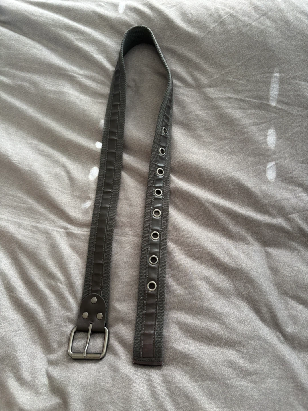 Grey Canvas Belt with Silver Buckle - photo 3