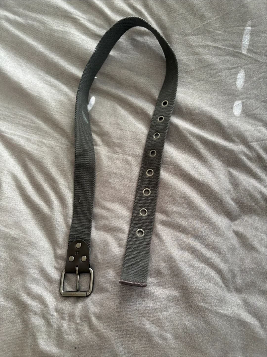 Grey Canvas Belt with Silver Buckle - photo 2
