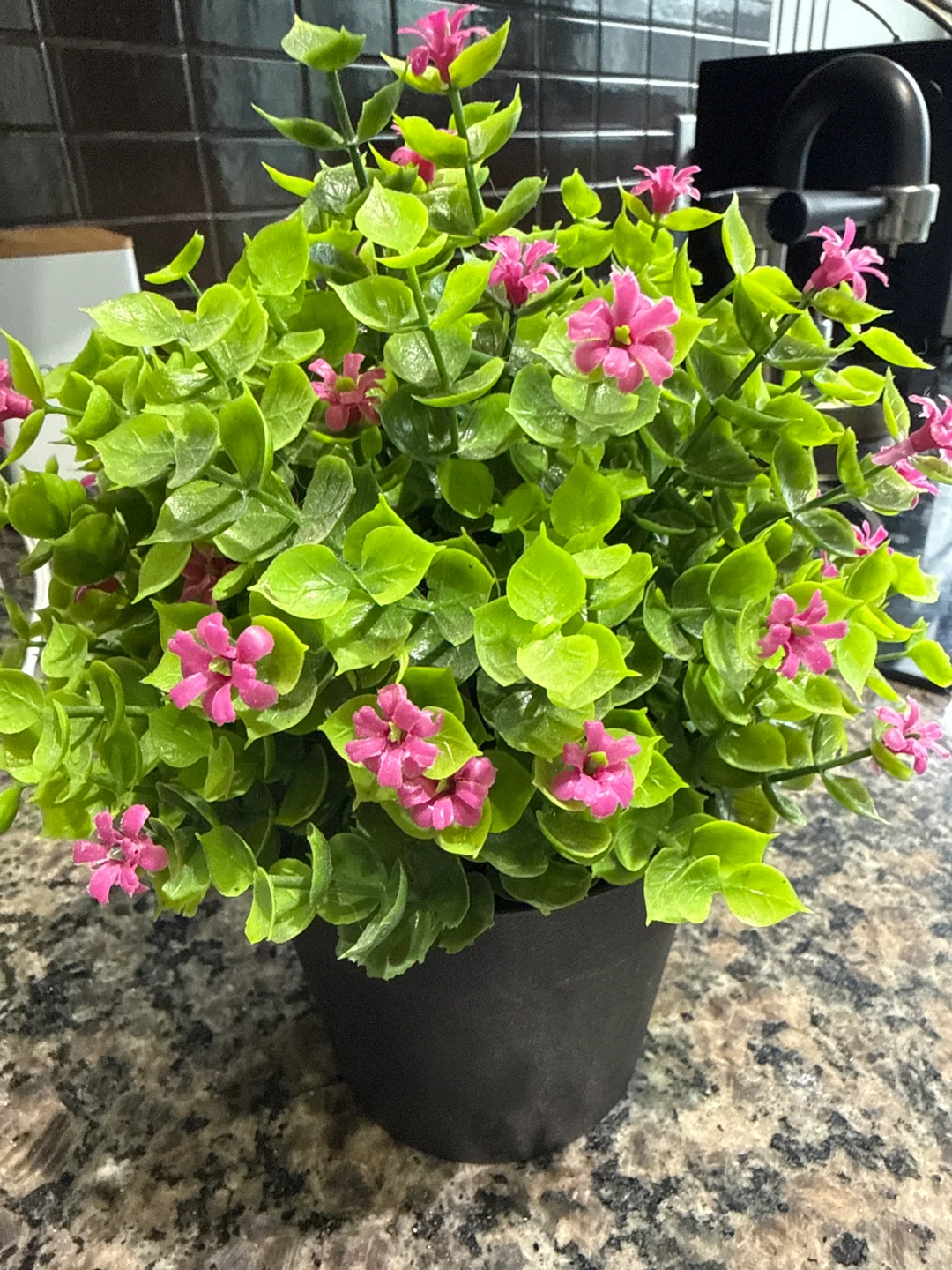 Artificial Green Plant with Pink Flowers