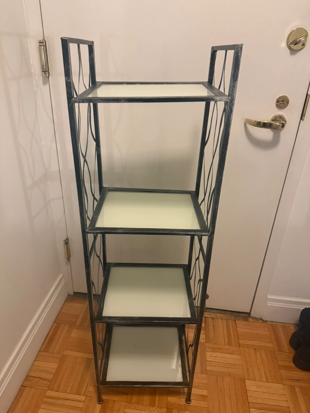 Metal and Glass 4-Tier Shelf Unit