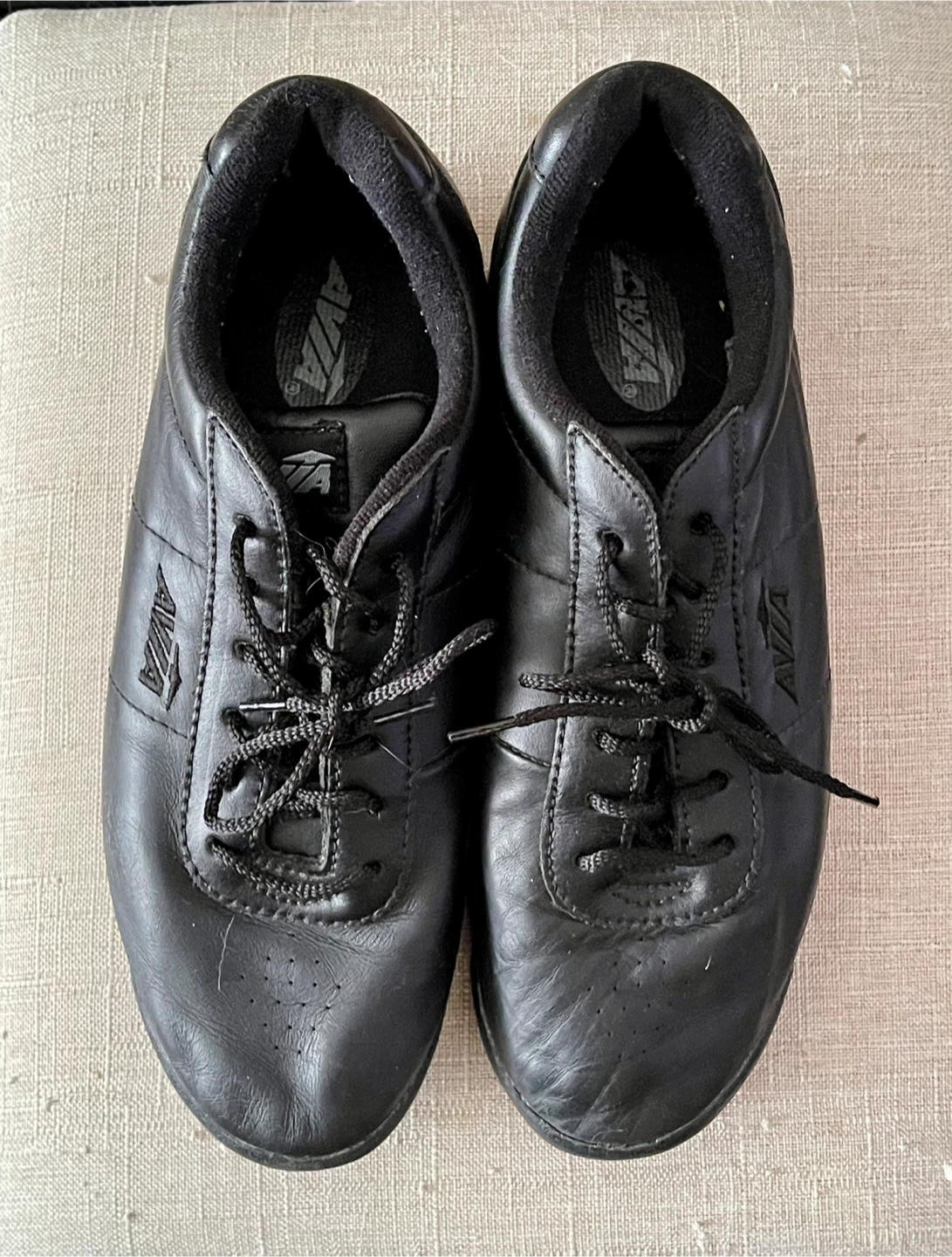 Women's Avia Black Leather Sneakers