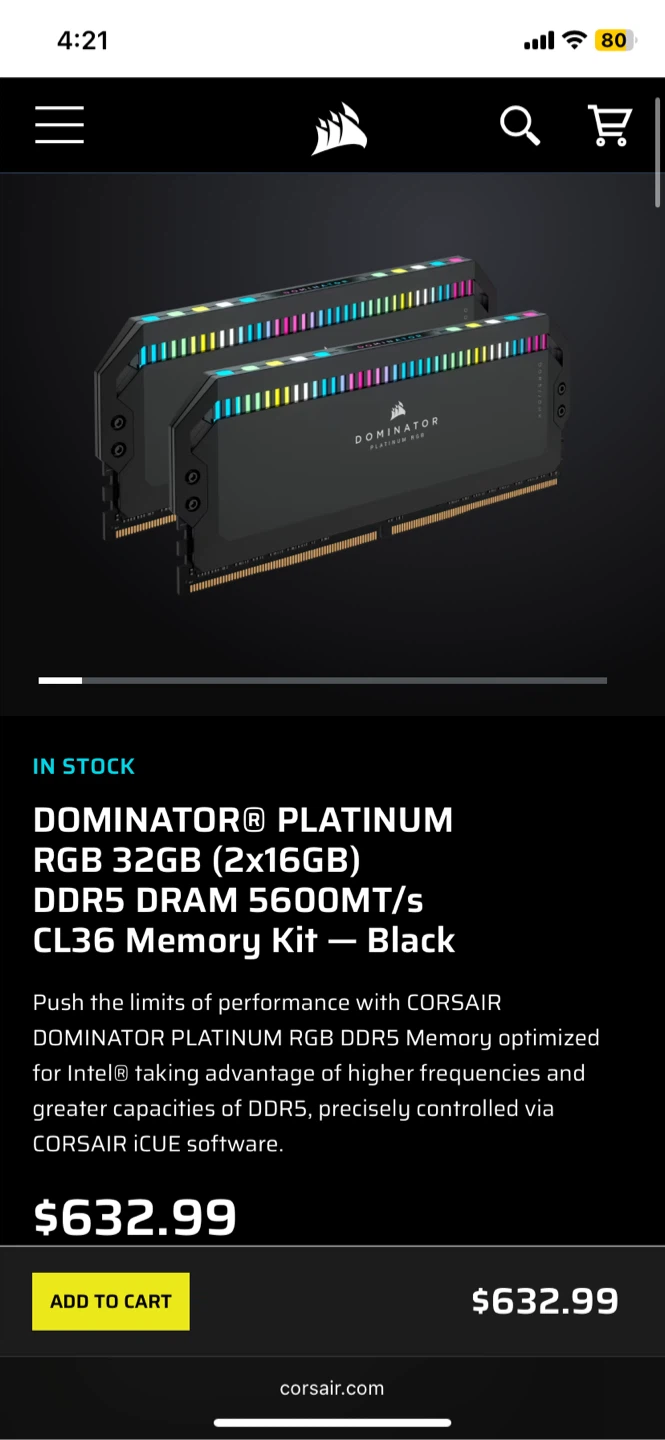 Corsair Dominator Platinum RGB DDR5 32GB 5600MT/s CL36 - photo 2