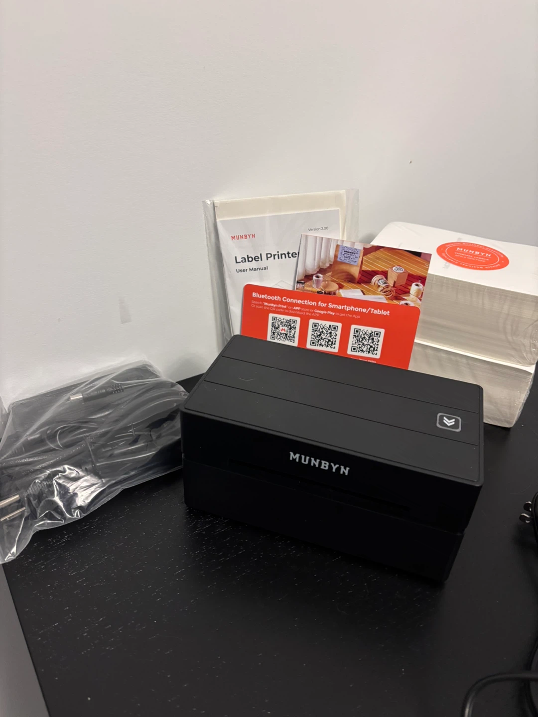 MUNBYN Label Printer with Power Adapter and Labels