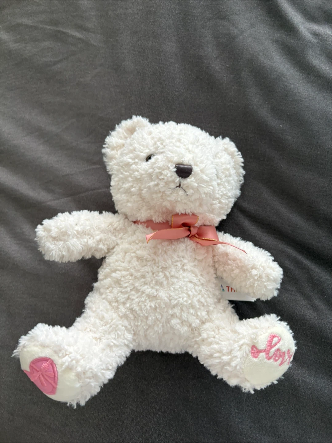 Thinka White Teddy Bear with Pink Bow