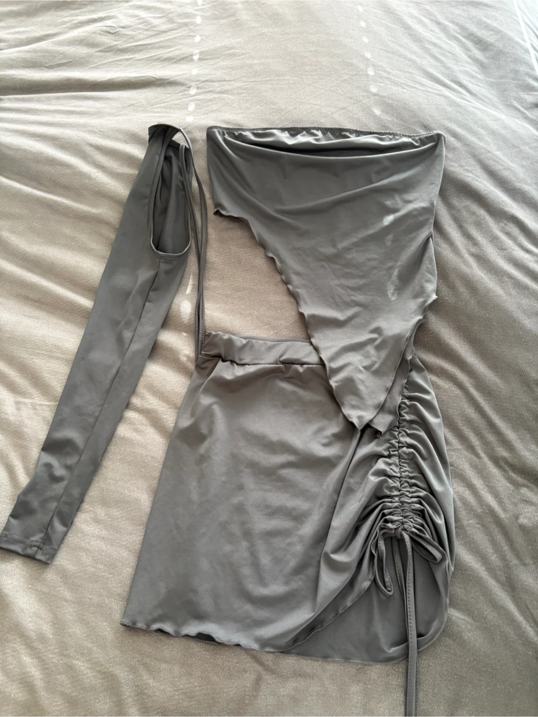Grey Ruched Drawstring Mini Skirt Set - photo 3