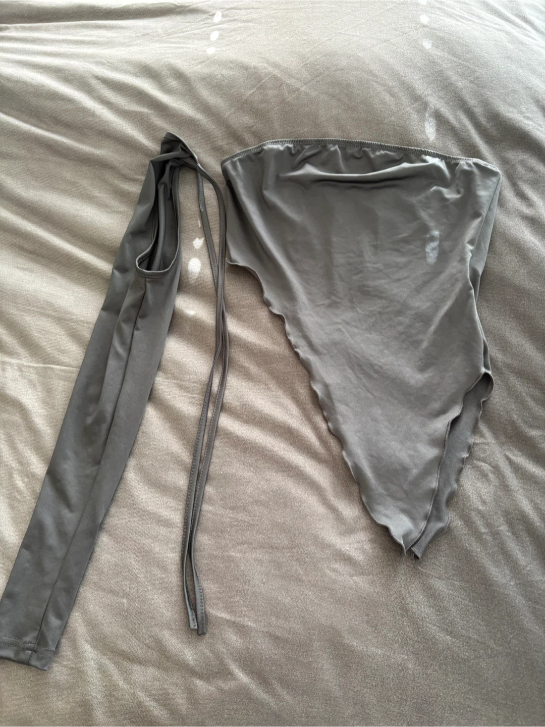 Grey Ruched Drawstring Mini Skirt Set - photo 5