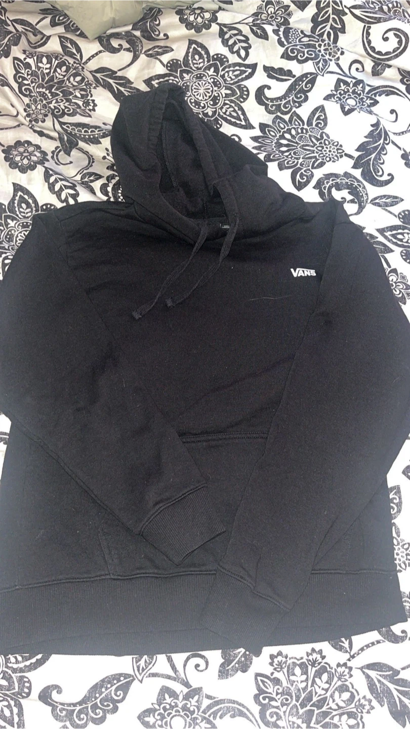 Black Vans Hoodie with Floral Graphic