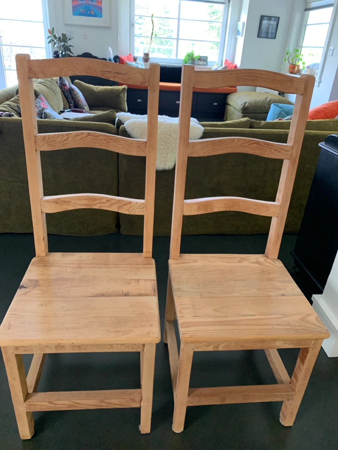 Six unfinished Wooden Dining Chairs