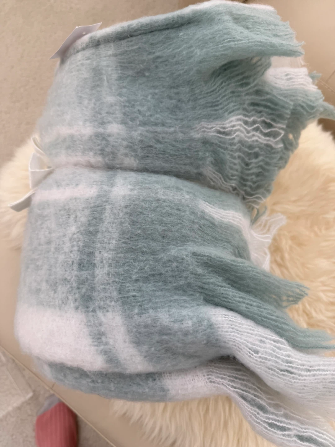 LOFT Plaid Blanket Scarf Blue/White - photo 3