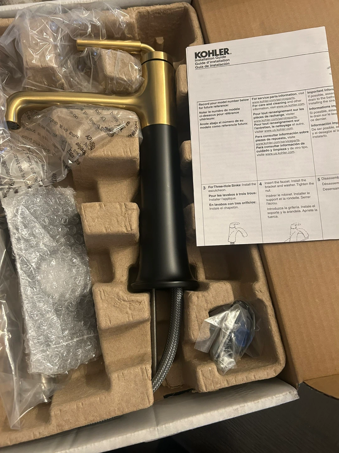 Kohler Matte Black W/Moderne Brass accent  Bathroom Faucet - photo 2