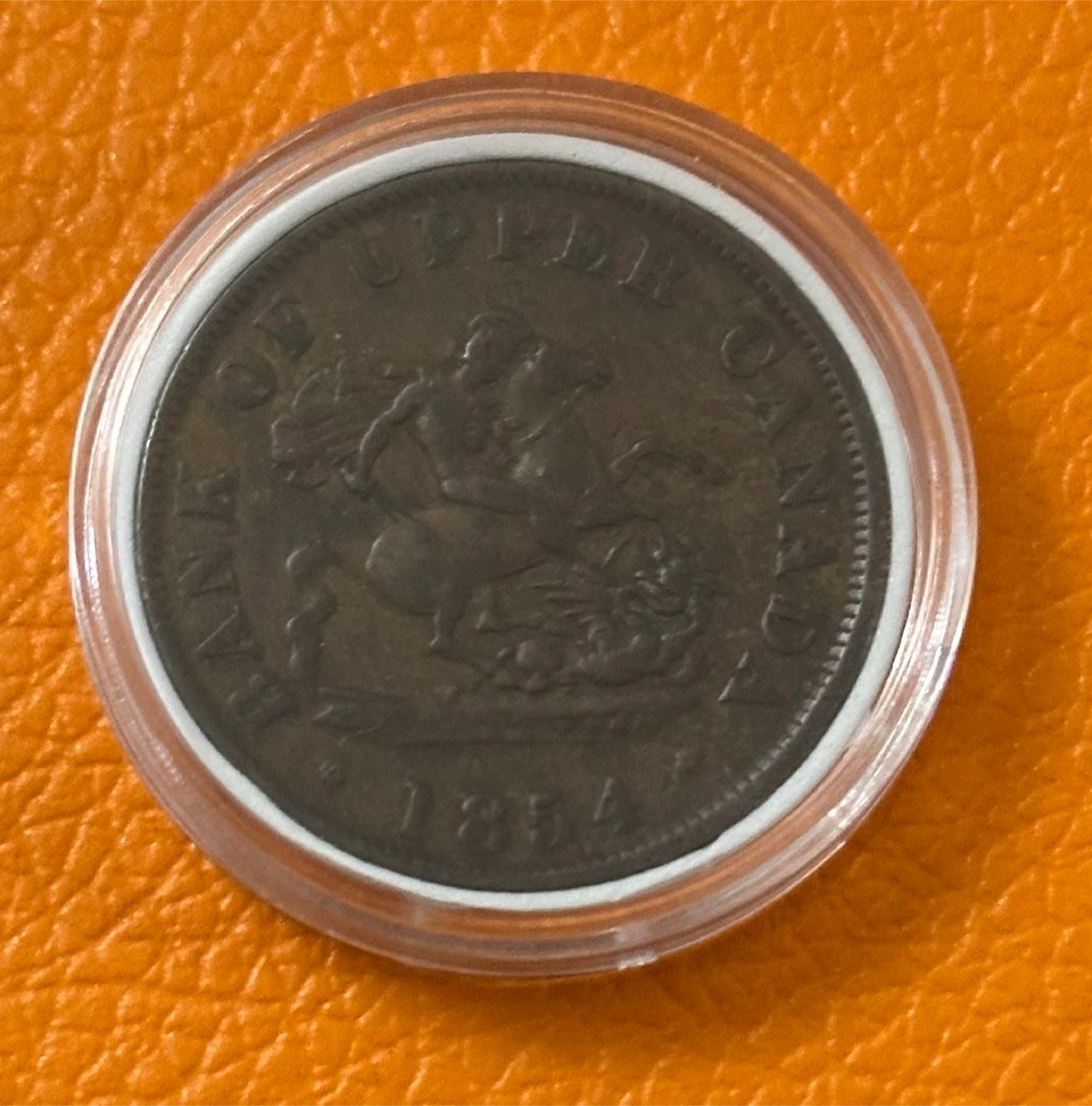 1854 Canada Bank of Upper Canada 1/2 Penny Coin