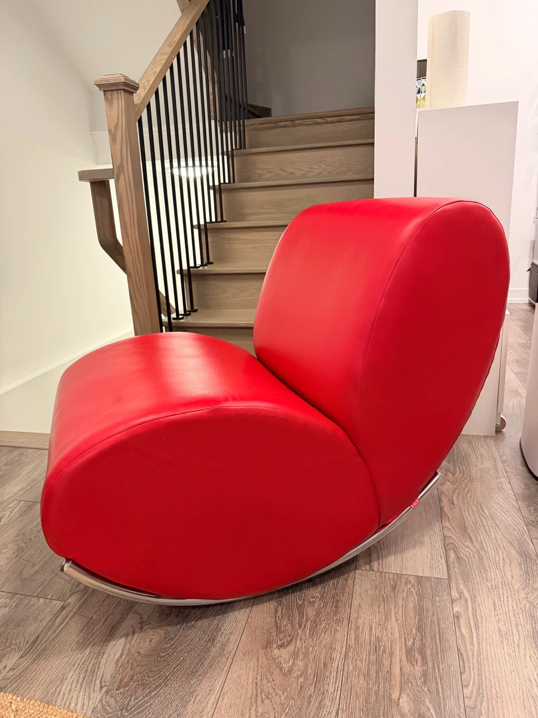 EQ3 “James” Rocking Chair – Red Vinyl – Modern Sculptural Accent
