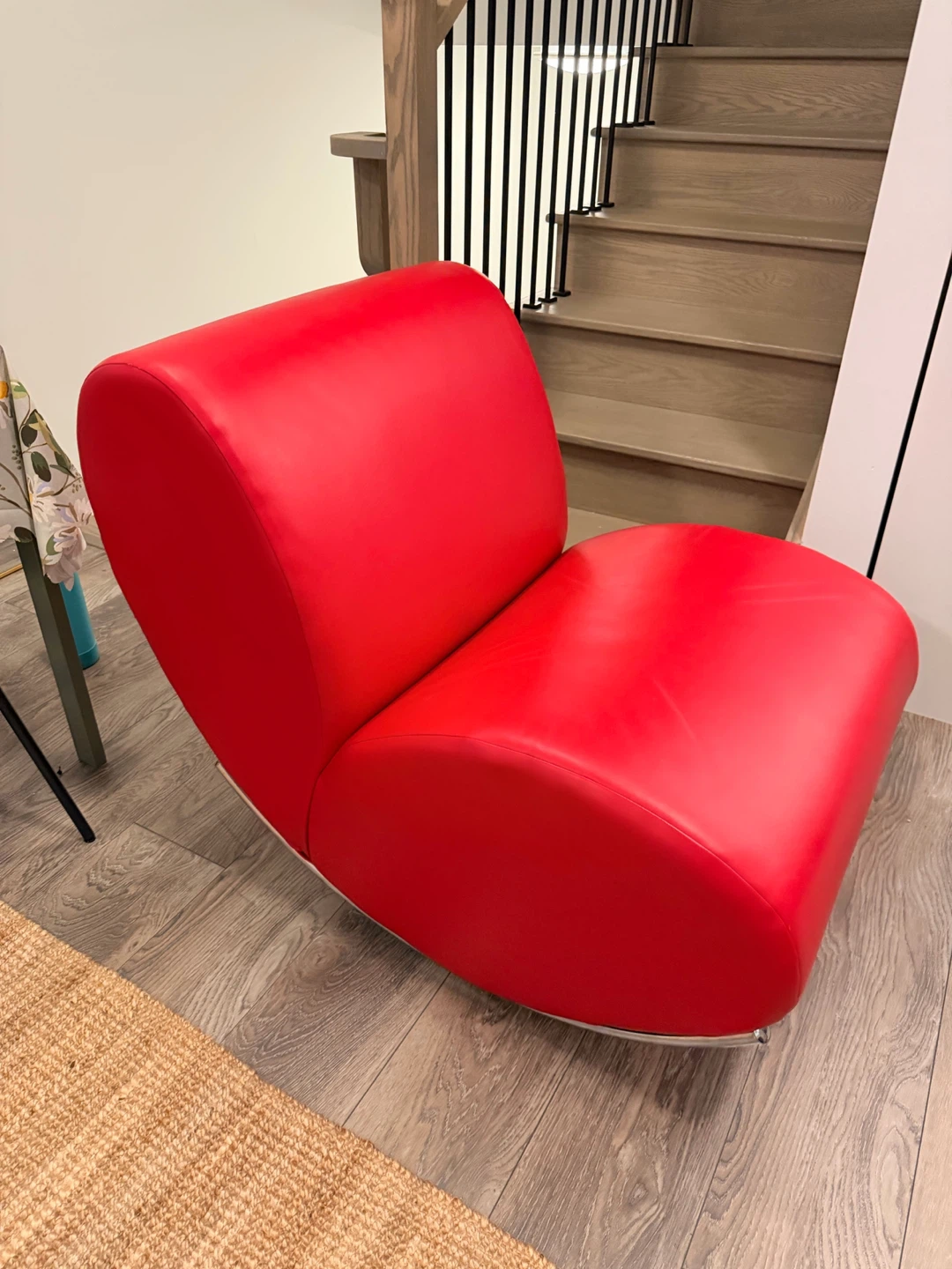 EQ3 “James” Rocking Chair – Red Vinyl – Modern Sculptural Accent - photo 2